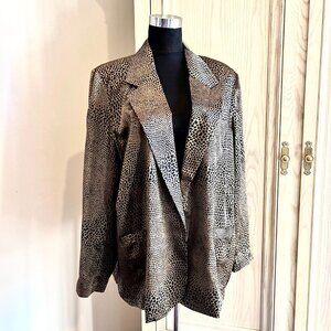NWT Vintage Dorman 100% Silk Animal Print Blazer  1XL